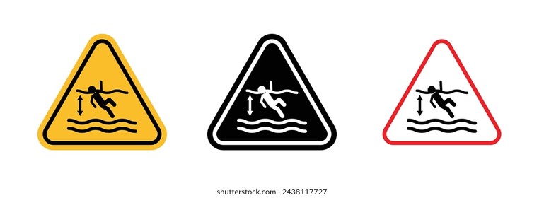 Deep Water Hazard Sign. Caution for High Water Levels. Beach and Marine Safety Warning.