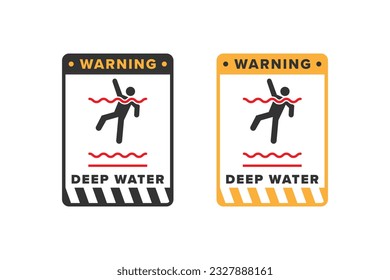 Deep water icon sign vector design, icon board warning not to swim because the water is very deep