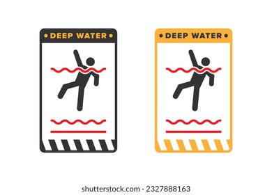 Tiefwasser-Symbol, Vektordesign, Symbol-Karte Warnung, nicht zu schwimmen, weil das Wasser sehr tief ist.