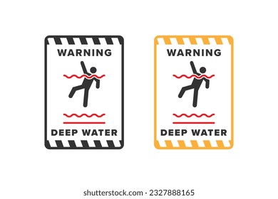 Icono de agua profunda diseño vectorial, advertencia de la placa de icono de no nadar porque el agua es muy profunda