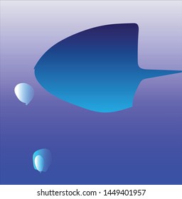 Deep water manta ray fish in the blue sea