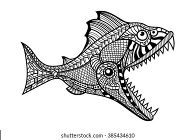 Deep water predator fish attacking