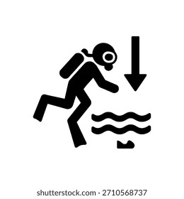 Deep Water Scuba Diving Icon Isolated On White Background