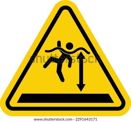 Deep water sign. Yellow triangle sign with a drowning person. Caution, high water level. Caution near reservoir, sea and lake. Warning sign risk of drowning.