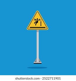 deep water warning sign on yellow triangle board. Suitable for posters and web icons