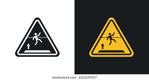 Deep water warning sign pack for app and website ui designs.