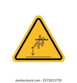 Deep water warning sign in yellow color