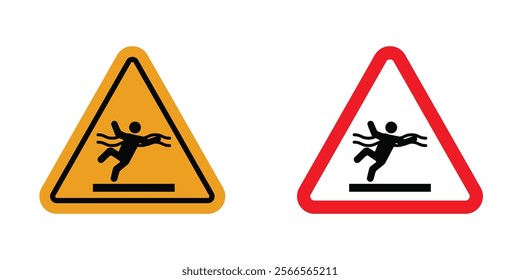 Deep water warning signs in black and color style