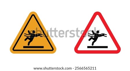Deep water warning signs in black and color style