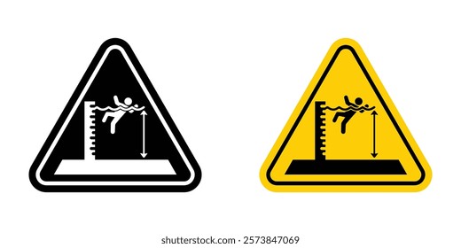 Deep water warning signs vector set