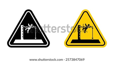 Deep water warning signs vector set