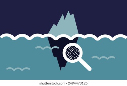 Deep web and dark web analysis binary illustration