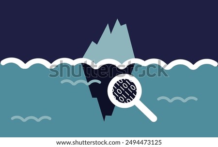 Deep web and dark web analysis binary illustration