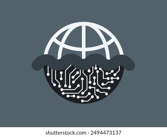 Deep web and dark web binary circuit illustration