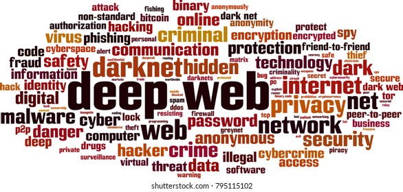Deep web word cloud concept. Vector illustration