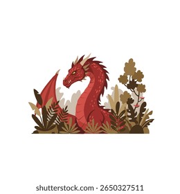 Deep within the heart of an ancient, mist-covered forest, a mighty dragon dwells in solitude. Its scales shimmer like emerald leaves, blending perfectly with the dense foliage around it.