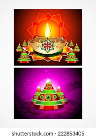 deepak diwali background set vector illustration