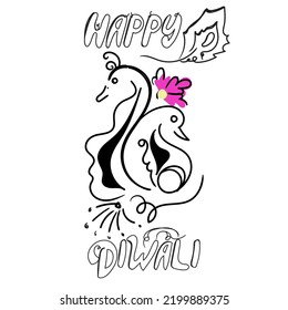 Deepavali Diwali Day Celebretion in a simple handdrawn illustration