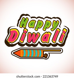 Deepawali celebration with stylish text of Diwali and firecracker.