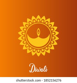 Deepawali, Diwali, Deepavali or Dipavali background design vector with ornament and mandala design in orange and yellow color.