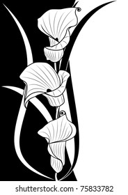 deep-bodied crevalle floral background  in black and white colors