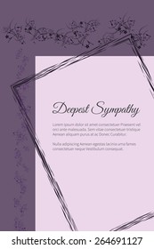 Deepest sympathy vector lettering in abstract style, place for text 