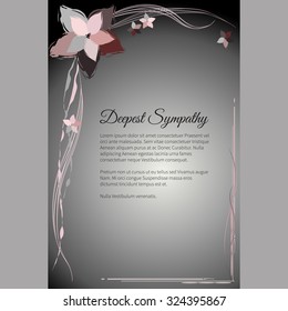 Deepest Sympathy vector lettering in abstract style, place for text