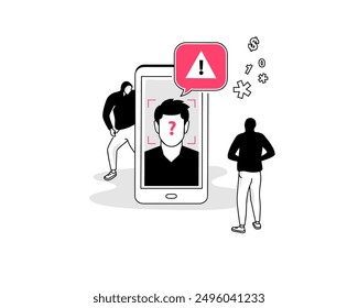 Deepfake attack symbol with a smartphone and a manipulated fake video. Flat design, easy to use for your website or presentation.