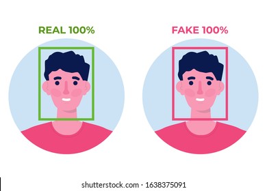 Deepfake, Deep Face Technology Concept. Vector Illustration