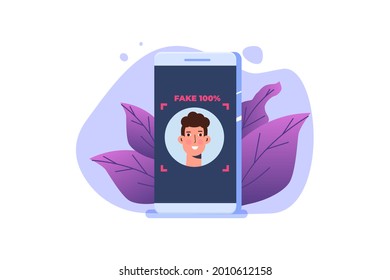 Deepfake, Deep Face Technology Concept.  Vector Illustration.