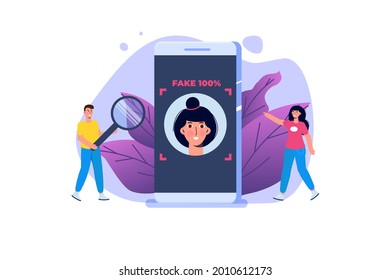 Concepto de tecnología de cara profunda y profunda.  Ilustración vectorial.