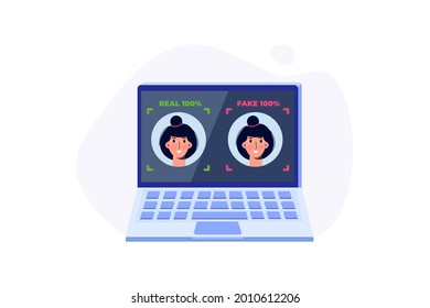 Deepfake, Deep Face Technology Concept.  Vector Illustration.