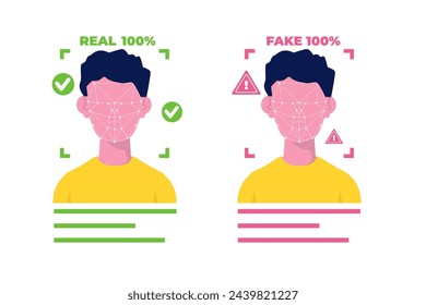 Deepfake, Deep face technology concept.  Vector illustration.