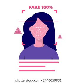 Deepfake, Deep face technology concept.  Vector illustration.