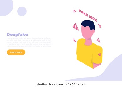 Deepfake, Deep face technology concept. Isometric Vector illustration.