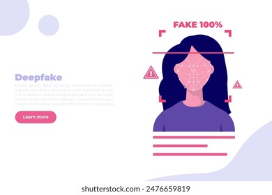 Deepfake, Deep face technology concept.  Vector illustration.
