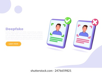 Deepfake, Deep face technology concept.  Vector illustration.
