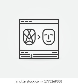 Deepfake Online Video vector concept icon or symbol in thin line style