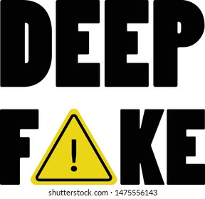 Deepfake representation with warning sign. Artificial intelligence (AI) technique. Potentially dangerous use of AI 