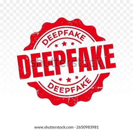 Deepfake Rubber Stamp. Alert Deepfake Red Grunge Rubber Stamp. Fake Vector Circle Stamp