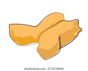 Frittierte Teigstäbchen in einem durchgehenden Linienmuster.