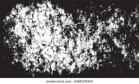 Deeply Textured Black Monochrome grunge Gritty Overlay Texture on Crisp White Background, vector illustration for background and texture. EPS 10