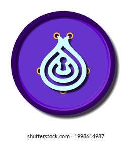Signo de moneda de cebolla profunda con sombra. Ilustración vectorial.