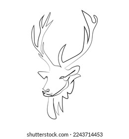 deer with 12 horn one line art vector illustration white bg