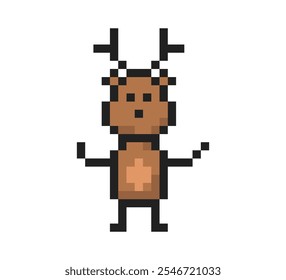 Icono de ciervo de 8 bits, elemento de arte de píxeles de ciervo.