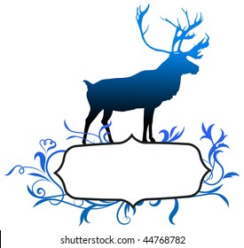Deer with abstract frame background Original Vector Illustration
