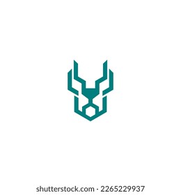 Logo-Design der abstrakten Hirschlinie. Hirschkopflogo