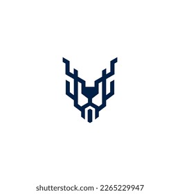 Logo-Design der abstrakten Hirschlinie. Hirschkopflogo