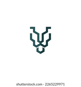 deer abstract line logo design. deer head logo