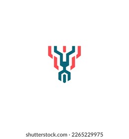 deer abstract line logo design. deer head logo